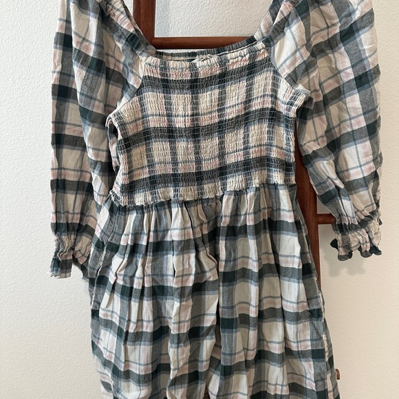 Madewell Elbow-Sleeve Smocked Dress in Lebaum Plaid NWOT - Picture 5 of 9